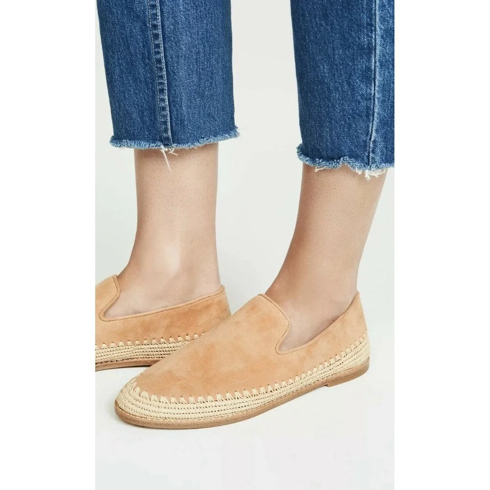 Vince Jalen Suede Leather Espadrille Flat Loafer Roasted Cashew NIB Size 9 $295